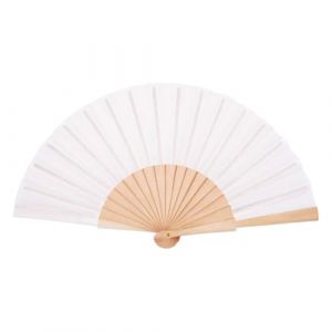 Eventail Blanc de Mariage, Éventail Blancs Pliantes Bambou Toile Main Fan pour Mariage Peinture Calligraphie DIY Eventail Pliants, Eventail Chinois Japonais (Thuranda OÜ, neuf)