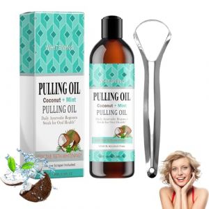 Bain De Bouche &Agrave; L'huile De Noix De Coco Naturelle Et &Agrave; La Menthe Poivr&eacute;e Avec Gratte-Langue, 100 Ml Huile De Menthe Poivr&eacute;e Pour Blanchir Les Dents, Haleine Fra&icirc;che Et Gencives Saines (UPPCY, neuf)