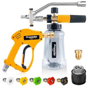Prunarbo Pistolet Nettoyeur Haute Pression avec Canon à Mousse et Dual-Connecteur Accessoire Compatible avec Karcher K2-K7, 5pcs Embout de Buse (Prunarbo, neuf)