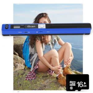 Scanner de Documents Portable AOZBZ Scanners d'images USB 900DPI Scanners de Photos Couleur A4 Num&eacute;risation (Carte 16GTF), Bleu (Scanner + Carte 16GTF) (Hemei creates trade, neuf)