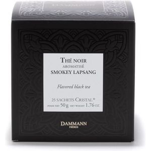Dammann Smokey Lapsang - the noir arome fumee - Lapsang Souchong sain -25 sachets cristal - (Koopthee France, neuf)