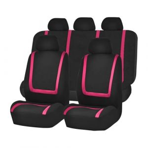 JNNJ 9 Pièces Set Complet Housses De Siège Voiture, Housses Siège Avant Et Arrière Voiture Universelles, Auto Couvre Sieges Accessoires Interieur, pour avec Presque Toutes Les Voitures(Rose) (KJHmaoyi, neuf)