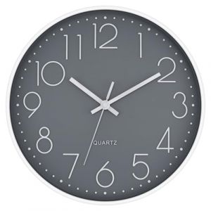 Foxtop Horloge Murale Radio Pilot&eacute;e Silencieuse Analogique 30 cm sans Tic-Tac pour Cuisine, Salon, Chambre, Salle de Bain, Bureau -Noir/Rose (Gris/Blanc) (Lumuasky-EU, neuf)