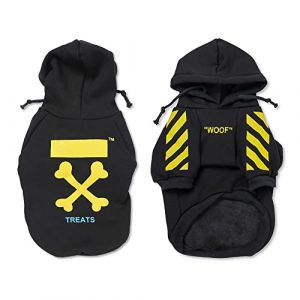 Manteau pour petit chien - Sweat à capuche tendance - Manteau d'hiver pour chien - Convient pour Schnauzer, Corgi, Bouledogue français, Teddy et bien plus encore - Jaune XL (LINDAON, neuf)