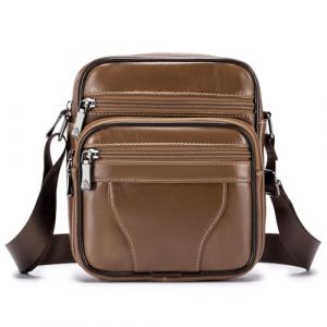 BAGZY Sacoche Homme Bandouliere Sacoche Homme Cuir Veritable Petit Sac Bandouli&egrave;re Homme Sac Port&eacute; Epaule Sacs Business Sacs &agrave; Dos Port&eacute; Travers Pochettes Sacs &agrave; Main Voyage (Marron) (BAGZY, neuf)