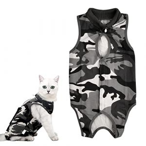 Combinaison de R&eacute;cup&eacute;ration Chat, V&ecirc;tements Chirurgicaux, Costume de Camouflage, Body Post-Op&eacute;ratoire pour Plaies Abdominales et Maladies (M) (Gadebo, neuf)