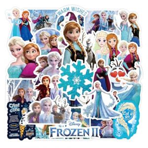 Flyftrey Lot de 50 autocollants La Reine des Neiges pour enfants, imperméables, pour filles, garçons, valise, skateboard, ordinateur portable, réfrigérateur, vélos, bricolage, graffiti, jouet, (PHLEMAT, neuf)