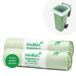 bioMat Sac Poubelle Compostable 240l, 20 Sacs pour Poubelle Déchets Organiques, Poubelle Recyclage, Fabriqué en Allemagne (BIOMAT®-Shop, neuf)