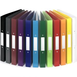 ACROPAQ - 12 x Classeur souple A4 | 2 anneaux | Avec &eacute;tiquettes de dos, Dos de 3,5 cm, Couleur Arc de Couleur de la collection Nature - Petit classeur plastique A4 souple, Classeurs 2 anneaux, Farde (Acropaq, neuf)