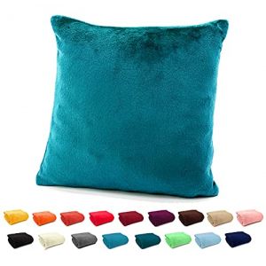 heimtexland &reg; Coussin en flanelle super doux - Type 380 - Bleu p&eacute;trole fonc&eacute; - 48 x 48 cm (inovatex, neuf)