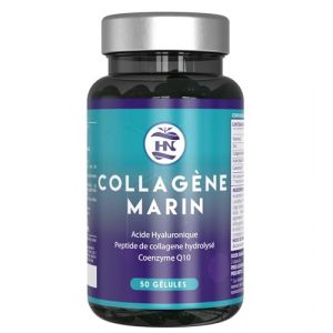 Collagene Marin 744mg par portion - 50 Gélules Naturelles - Collagène Marin Pur Type 1 pour Peau, Cheveux et Ongles, collagene hydrolisé avec Acide Hyaluronique, Vitamine C, Coenzyme Q10 et Zinc (HN - Healthy Nutrition, neuf)