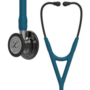 3M Littmann Stéthoscope de Diagnostic Cardiology IV, Tubulure Bleu Caraïbes, Édition Smoke Brillant, Base Miroir et Lyre Smoke, 69 cm, 6234 (icare2004, neuf)
