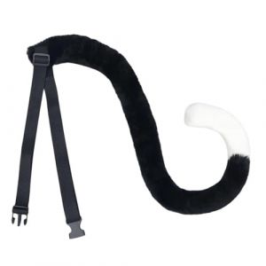 SLXLYH Serre-tête avec oreilles d'animal en peluche - Serre-tête de soubrette pour femme - Déguisement d'Halloween - Coiffe de spectacle (queue noire et blanche) (anbeidianzi, neuf)