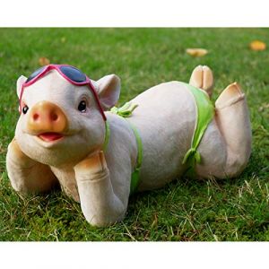 Darthome Ltd Statue de jardin en résine en forme de cochon allongé dans un bikini 32 cm (Tatty Goose, neuf)
