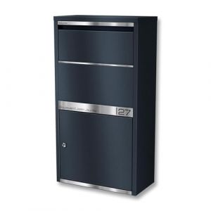 Metzler&reg; bo&icirc;te &agrave; Colis s&eacute;curis&eacute;e avec Plaque Nominative grav&eacute;e et clapet sans Contact Anthracite RAL 7016 &ndash; INOX Robuste Contre Le vol et Les intemp&eacute;ries &ndash; Installation Murale ou au Sol Avalon (Metzler GmbH, neuf)
