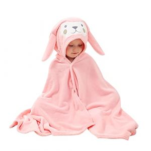 SONARIN Serviette de Bain avec Capuche Bébé,Sortie de Bain Bebe Cape de Bain Bebe à Capuche Extra Doux Super Absorbant avec Oreilles Mignonnes pour Garçons et Filles 70 x 140CM(Rose) (SONARIN FR, neuf)