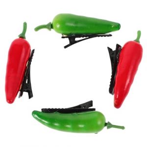 VALICLUD Lot De 4 Pinces &agrave; Cheveux En Alligator L&eacute;gumes Piment, Accessoire Coiffure Fille, Taille Standard, Maintien Fiable, Plastique R&eacute;sistant, Usage Quotidien, Clips Coloris Vert Et Rouge (MOUBACK, neuf)