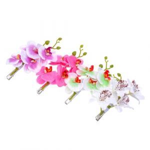 Hemobllo Lot De 4 &Eacute;pingles &agrave; Cheveux &agrave; Fleurs D&rsquo;orchid&eacute;e Artificielle En Tissu, Accessoires D&eacute;co Pour Fille, Mixte Couleurs, Pour Mariage Plage Festival Soir&eacute;es, Style Floral Naturel (pattobold, neuf)