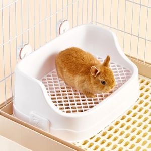 Bac Litiere Lapin, Moyen Litière Toilette Petits Animaux pour Cages Détachable Entraîneur de Pot Grille Corbeille à Litière d'angle pour Lapin Cochon d'Inde Hamster Chinchilla (Blanc) (septillar, neuf)