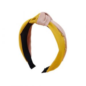 Bandeau à cheveux avec nœud de couleur - Chaîne simple en tissu - Bandeau tendance pour fille (jaune + marron) (ZHYYLD, neuf)