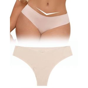ohyeahlady Tanga Coton sans Couture String De Bain Femme Sexy Bas Maillot De Bain String Invisible Microfibre Slip Bresilien Culotte Hipster Sport Underwear Seamless sous-VêTements Shorty S,Chair (ohyeahlady, neuf)