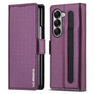 ZHOZEXIN Etui en Cuir PU pour Samsung Galaxy Z Fold 6,Etui &agrave; Fermeture magn&eacute;tique avec Fente pour Stylo, Fente pour Porte-Monnaie et Protection d'&eacute;cran pour Samsung Galaxy Z Fold 6 (Violet) (Shenxinghui Digital, neuf)