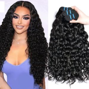 Tissage Bresilien en lot Tissage Cheveux Humain Vierge Hair 3 Bundles Tissage Bresilien Boucle M&egrave;ches Br&eacute;silien 100% Water Wave Human Hair Naturelle Couleur (14 16 18pouces /300g) (good quality hair store, neuf)