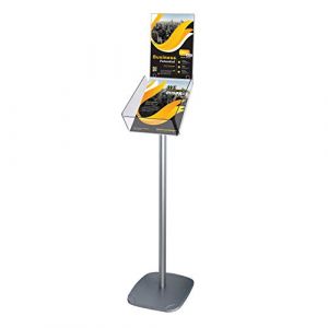 DISPLAY SALES -Pr&eacute;sentoir porte-brochures sur pied A4 | Support de prospectus et catalogues plus porte visuel | Rangement Acrylique &agrave; armature aluminium pour expositions, salons, h&ocirc;tels, restaurants (DISPLAY SALES, neuf)