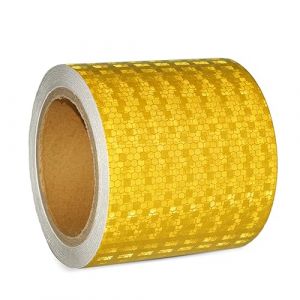 XFXIA Ruban adhésif réfléchissant jaune 10 cm x 10 m imperméable réfléchissant ruban adhésif d'avertissement autocollant pour véhicules, voitures, remorques, extérieur (fexia, neuf)