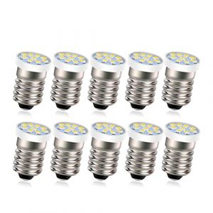 Ruiandsion 10pcs Ampoule LED E10 Blanc Chaud 6V 2016 9SMD Remplacement pour Lampe de poche Lampe torche Lampe de travail, non polaire (Ruiandsion, neuf)
