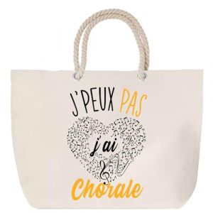 Sac de plage anse corde Chorale J'peux pas | Cadeau Passionn&eacute; Anniversaire No&euml;l Toile de Coton Grand Sac de Transport & Sport (PLANETEE, neuf)