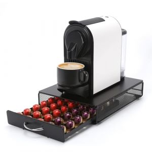 SYSYLY Compact Tiroir de rangement pour 40 dosettes de caf&eacute;,Porte capsule tiroir bo&icirc;te de rangement en noir machine &agrave; capsules, 32 x 23.5 x 7cm,Id&eacute;al pour les petits espaces. (Sysyly, neuf)