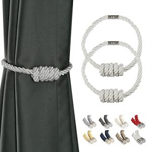 BEL AVENIR Embrasses de rideaux magn&eacute;tiques, embrasses tiss&eacute;es modernes avec n&oelig;ud exquis, embrasses de rideaux pour d&eacute;coration de la maison (blanc, lot de 2) (BEL AVENIR - UK, neuf)