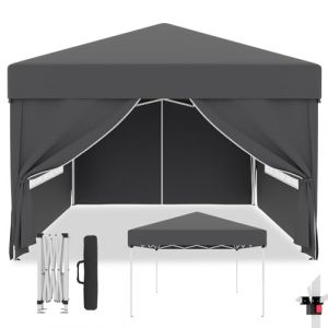 TRIUMPHKEY Tonnelle Pliante 3x3 Imperm&eacute;able, Tonnelle de Jardin Exterieur UV 50+, Barnum Pliant 3x3, R&eacute;glable en Hauteur, Tissu lat&eacute;ral Amovible sur 4 C&ocirc;t&eacute;s, Id&eacute;al pour Le Camping, Le Jardinage, Gris (Triumphkey Store, neuf)