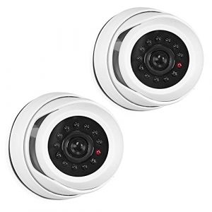 kwmobile Caméra de Surveillance Factice - Lot 2X Fausse Caméra CCTV avec LED Sécurité Maison ou Magasin - Dôme Dissuasif pour Intérieur, 1080p - Blanc (KW-Commerce, neuf)