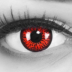 Lentilles couleur rouge noir - red vampire red. Pour Halloween, Fantaisie, Carnaval + étuis à lentilles de contact I 1 paire (2 pièces) I sans correction I 0,00 Dioptries MERALENS (MeralenS, neuf)