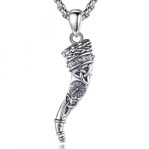 EUDORA Harmony Ball Viking Corne Collier pour Femme Homme, Argent Sterling 925 Italien Corne Protection Amulette Pendentif, Ancien Chanceux Cornicello Bijoux Cadeau pour Maman Femme Mari, 22" (EUDORA Harmony Ball, neuf)