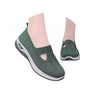 Chaussure De Sport Femme Orthop&eacute;diques Mode Air Running Course Chaussures sans Lacet Ete Outdoor Casual Mesh Respirant Confort Legere Sneakers Chaussures De Marche Antid&eacute;Rapantes &agrave; (Green-b, 41) (goopwe, neuf)
