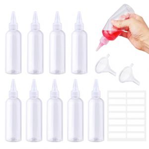 Prebarfun 10 Pièces 100ml Bouteilles, Flacons Souples en Plastique, Flacon Vide avec Entonnoirs, étiquettes pour Les liquides, Les Voyages (Hanhuiec, neuf)