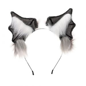 DEARMAMY Bandeau diable chauve-souris bandeau d'oreille en peluche d'halloween bandeaux de dessins animés Chapeaux hallowen bandeau halloween bandeaux de cosplay Bandeaux d'Halloween Grey (Telinei, neuf)