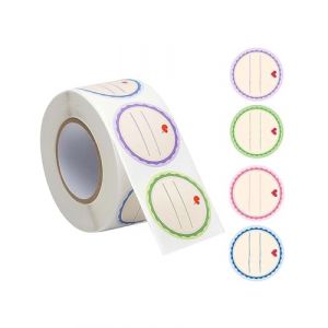 HUVZOR 1 rouleau de 640 &eacute;tiquettes autocollantes pour confiture,autocollants d&eacute;coratifs 4 couleurs,autocollants &Oslash;38 mm pour pots de confiture,pour &eacute;tiqueter des pots,&eacute;tiquettes pour &eacute;pices,amovibles (Volumetech OU, neuf)