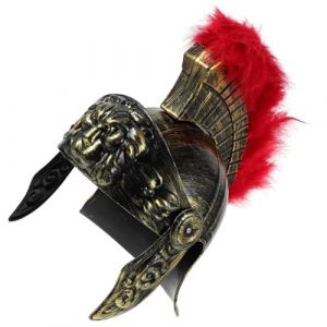 UKCOCO Casque Romain pour Hommes en Plastique L&eacute;ger, Casque de Soldat Antique Plumage Rouges, Accessoire de Cosplay M&eacute;di&eacute;val pour F&ecirc;te, Carnaval et Costume Militaire Adulte (Gaporgira, neuf)