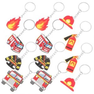 Lot de 12 de f&ecirc;te pour camions de pompiers - Porte-cl&eacute;s casque de pompier - Porte-cl&eacute;s marteau - Accessoires en plastique &agrave; suspendre (Ruizieng, neuf)