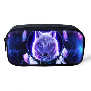 Belidome Trousse &agrave; crayons portable pour enfants Motif loup et attrape-r&ecirc;ves (belidomeEUR, neuf)