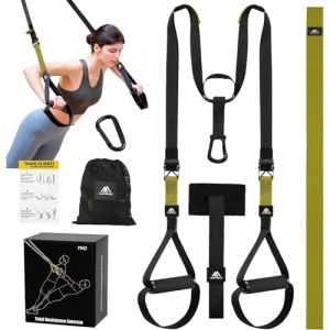 flintronic Kit d'entra&icirc;nement &agrave; Suspension, Sangles de Suspension Multifonction Kit, d'entra&icirc;nement Tout-en-un avec Sangles R&eacute;glables pour Br&ucirc;ler des Graisses, Construire du Muscle -Vert Militaire (flintronic, neuf)