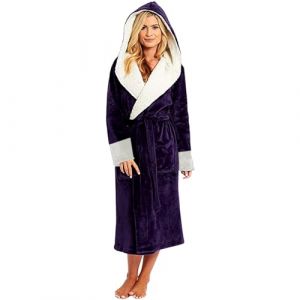 Peignoir De Bain Femme Unisexe Eponge Capuche Automne Hiver Peignoir avec Capuche Chaude Peignoir Moelleux Éponge Douce Coton Eponge Vêtements De Détente Robe De Chambre Une Pièce (Blingko, neuf)