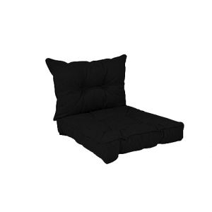 POKAR Coussins de Jardin Extrieur Coussin Chaise Galette de Chaise, 1 Lot de 2: Coussin d'assise 50x50x10 cm + Coussin Dossier 50x40x10 cm, Noir (EURAKOP-FR, neuf)