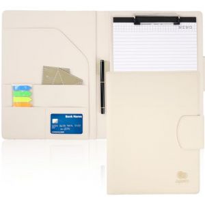 Agoer Porte-Bloc A4 en Cuir avec Fermeture Magnétique, Classeur à Clip Porte Documents, Conferencier Cuir avec Bloc-Notes, Papier et Stylo - Beige (Agoer, neuf)