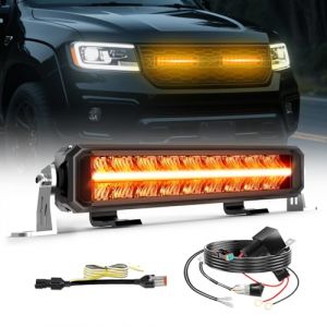 BraveWAY Barre Rampe LED DRL 10" 70W 1400OLM Projecteur Longue Port&eacute;e Homologation ECE 12/24V Rampe LED 4x4 pour Les V&eacute;hicules de Tracteurs Agricoles,4x4 quads,Poids Lourd, avec Kit De C&acirc;bles (BraveWay, neuf)