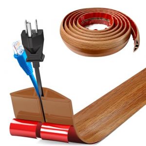 Bocguy Petit passe-câbles flexible, autocollant, 1 m x 5 cm, cache-câbles flexible, facile à couper, montage pour tous les câbles d'alimentation, maison, bureau, entrepôt (grain de bois) (BOJIEDIANZI, neuf)